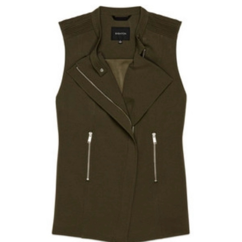 Aritzia Babaton Women’s Zip Up Redford Moto Vest Green Olive Moss Size 4